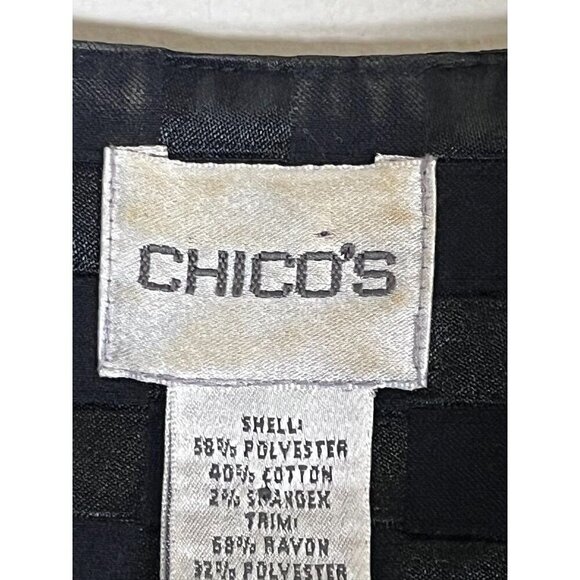 Chicos Floral Retro Jacket L Black Old Money Classic Preppy Chic Neutral Festive - Picture 10 of 13